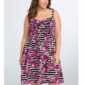 STRIPED FLORAL CHALLIS SUNDRESS